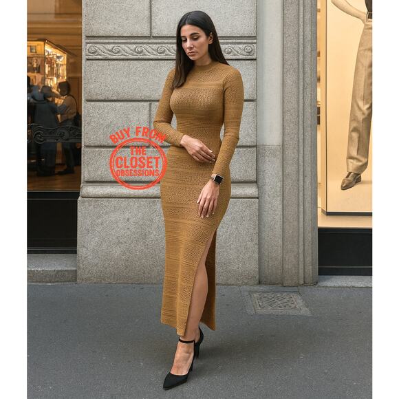 MANGO Long Knit Openwork Maxi Dress 🤎✨ NWT - Picture 2 of 16